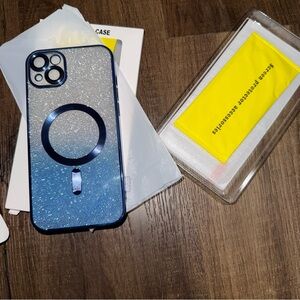 NWT IPhone 15 Plus Fashion case Glittery Blue (Bundle!)